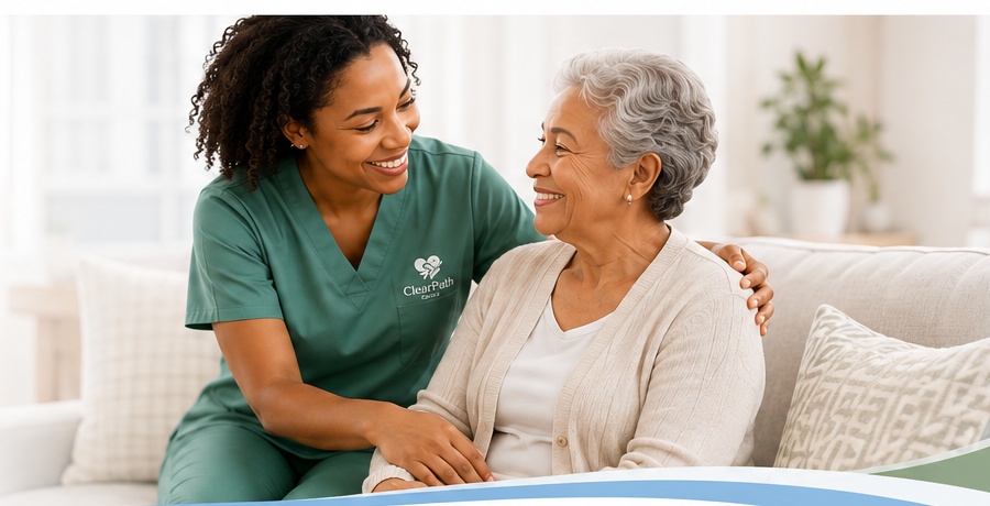 Caregiver spending time with an older adult
